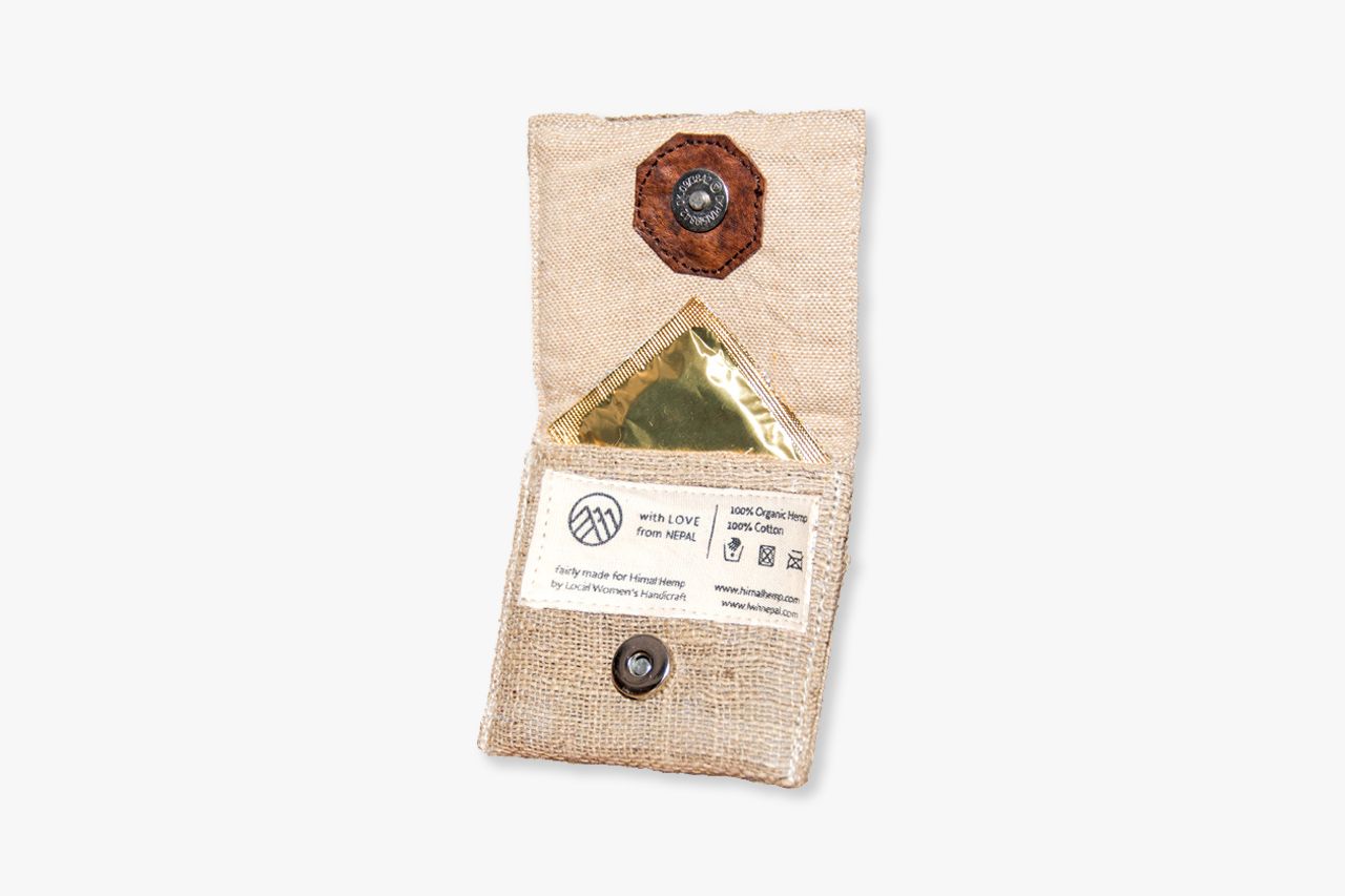 Kondomtasche HANF SCHÜTZT (Coin Purse) aus wildem Hanf