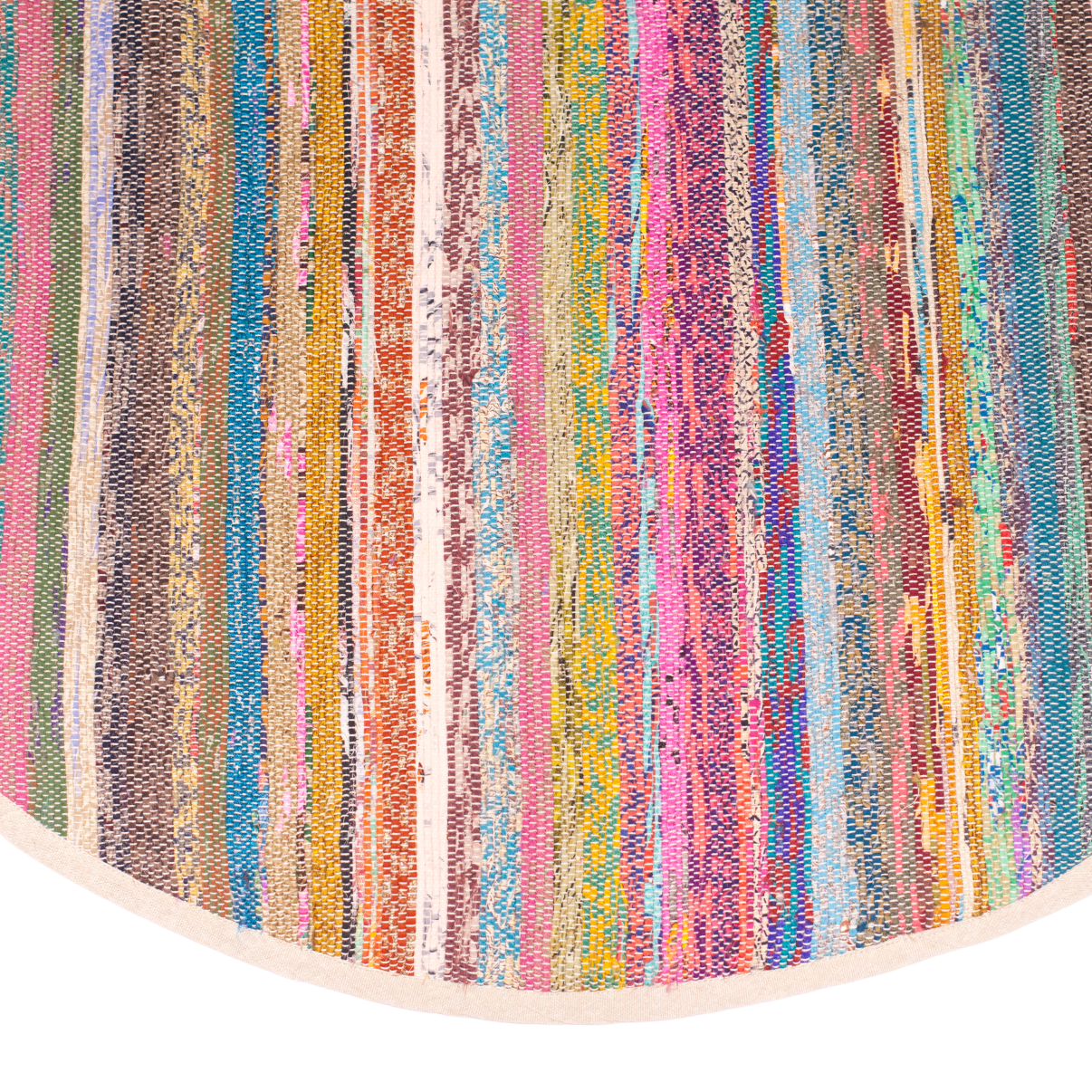 Runder Teppich, Tischdecke oder Wanddeko handgewebt aus Recycle Sari