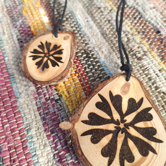 Clitoral Mandala JANA Pendant made of Swiss pine wood