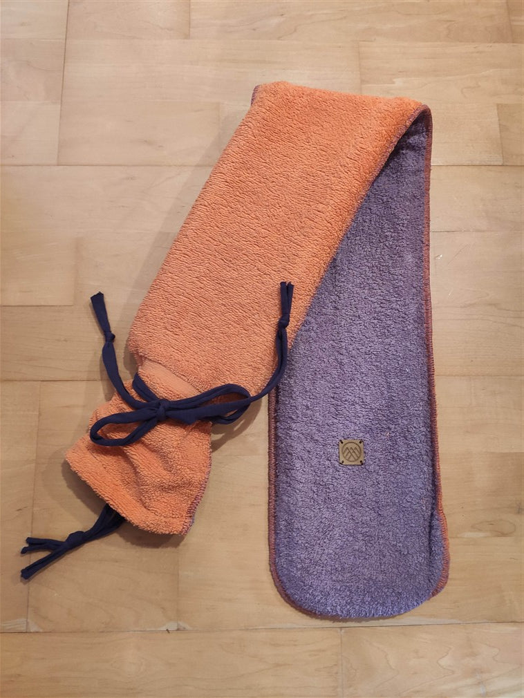 Vegane Wärmewurst UPCYCLE XXL: Lange Wärmflasche 80cm 2,5l-lila-orange