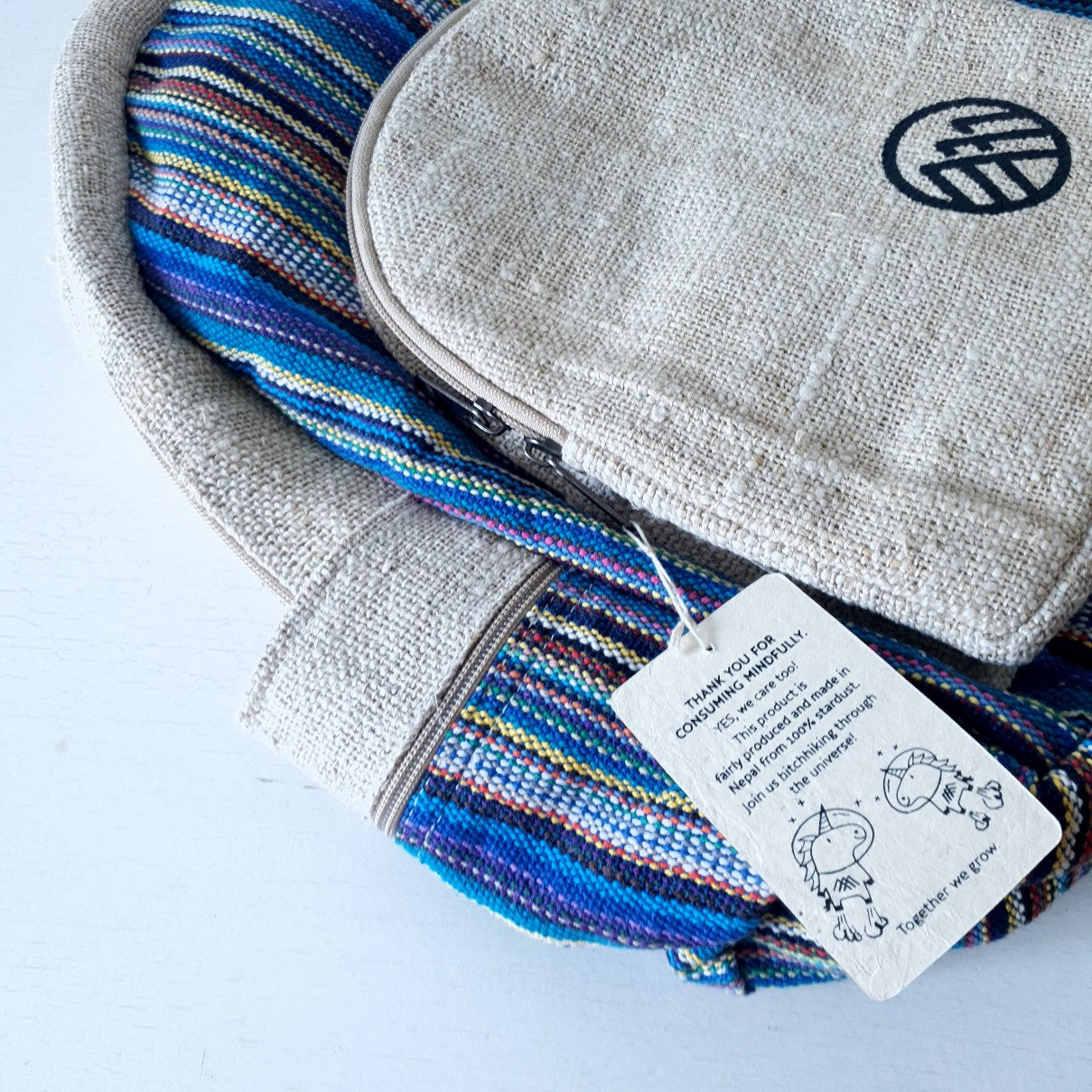 HH Rucksack RAMRI  – Hanfrucksack nachhaltig aus Nepal-blau-etticket