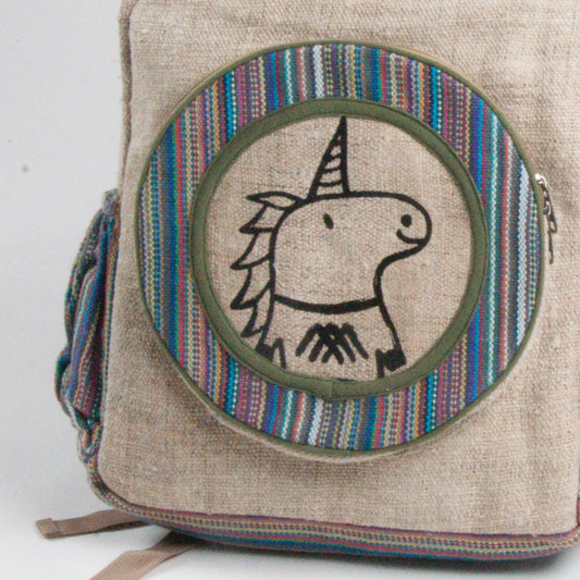 Einhorn-Rucksack BULL`S EYE (Backpack Big) - Rucksack aus Hanf fair produziert-lila
