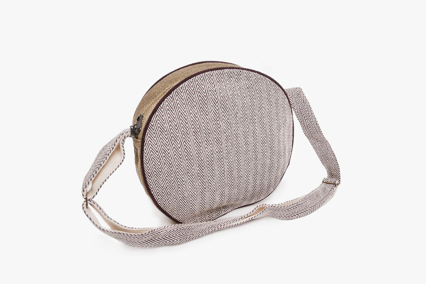 AIMY runde Einhorn Umhängetasche aus wildem Hanf und Baumwolle-zigzag-back