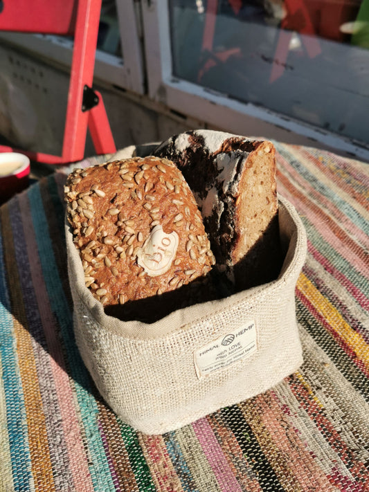 Textile bread basket | Bread bag made of wild hemp | Bread basket by Himal Hemp