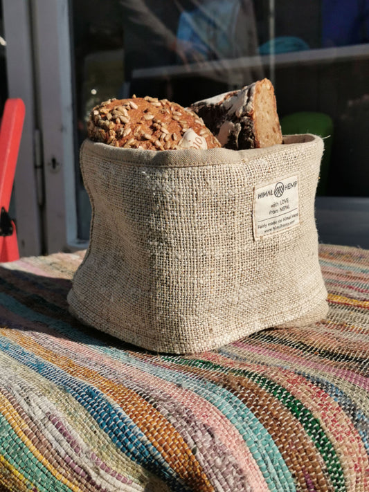 Textile bread basket | Bread bag made of wild hemp | Bread basket by Himal Hemp