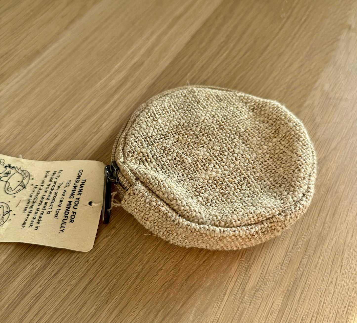 Kleine Runde Tasche aus Wildem Hanf | Ø 12 cm | Täschchen | Geldtasche | mit oder ohne Druck