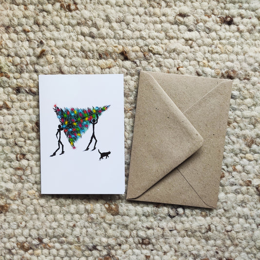 Christmas folding card set of 2, white - Design by Tamzin Merivale