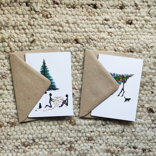 Christmas folding card set of 2, white - Design by Tamzin Merivale