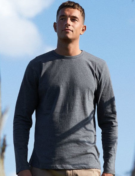 Men's Organic Long Sleeve Shirt "FINS AWAY" | Light print on neutral quality shirt