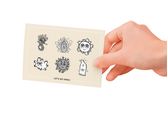 Set of 4 | Educational postcards about STIs | 4 cards with envelopes | + free sticker set