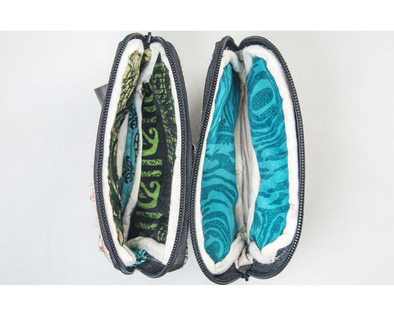 Geldbörse / Mini-Täschchen mit Zipper aus Recycle Sari - verschiedene Größen-bunt
