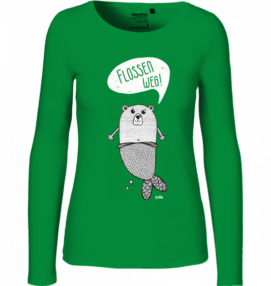 Women's Organic Long Sleeve Shirt | FINS AWAY | Neutral