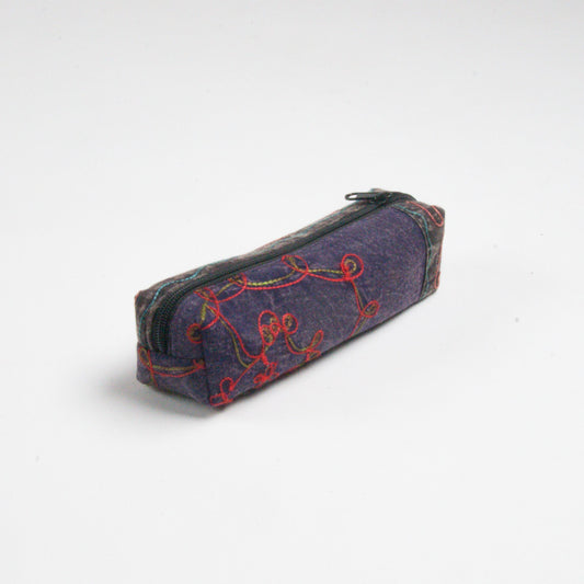 Federpenal bestickt - fair produziert in Nepal für Himal Hemp (Federtasche / Pencil Box)-lila