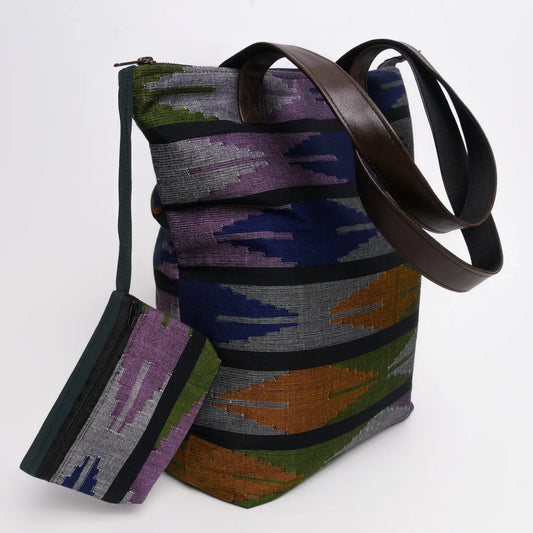 HH Shopper/Tasche aus Dhaka-Stoffen (Tote Bag)-mit-kleiner-tasche