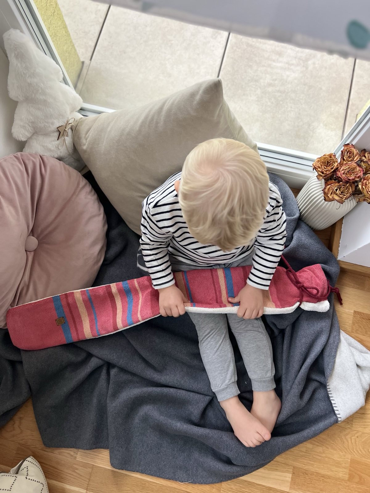 Vegane Wärmewurst UPCYCLE XXL: Lange Wärmflasche 80cm 2,5l-rosa